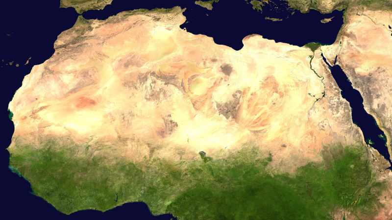 Imagen de satélite que muestra la extensión del Sahara. Foto: Wikipedia